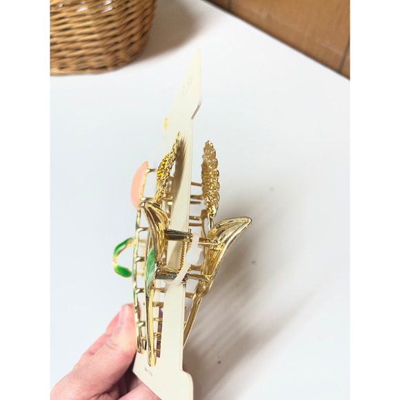 Piper.k Floral Hair Claw Clips Set Sunflower Tulip Enamel Gold Tone 2 Piece NEW - Picture 3 of 3